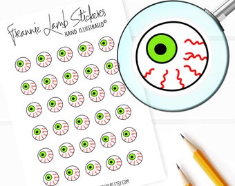 Creepy Eyeball Stickers (1/2" each), Halloween Planner Stickers, Fall Stickers, Halloween Stickers for Calendars, Planners and more