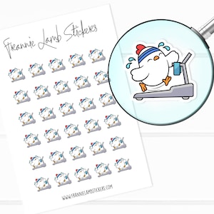 Niedliche Laufband Fitness Huhn Aufkleber (je 1,2 cm), niedliche Charakteraufkleber für Kalender, Planer, Scrapbooks, Bastelarbeiten und mehr