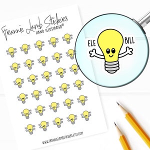 Adesivos de contas de eletricidade (1/2 "cada), adesivos de planejador, adesivos de lembrete de contas para calendários, planejadores, álbuns de recortes, artesanato e muito mais