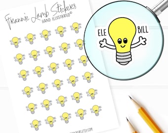 Electricity Bill Stickers (1/2" each), Planner Stickers, Bill Reminder Stickers for Calendars, Planners, Scrapbooks, Crafts and more