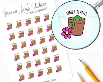 Water Plants Reminder Stickers (1/2" each), Planner Stickers, Cleaning and Chore Stickers for Calendars, Planners, Scrapbooks, Crafts, etc.