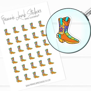 Cowboy Boot Sticker (je 2,5 cm), Schuh- und Stiefel-Sticker, Sticker für Kalender, Planer, Scrapbooks, Bastelarbeiten und mehr