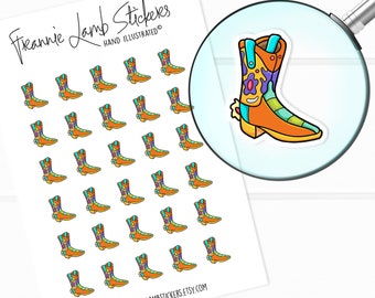 Cowboy Boot Stickers (1/2" each), Shoe and Boot Planner Stickers, Stickers for Calendars, Planners, Scrapbooks, Crafts and more