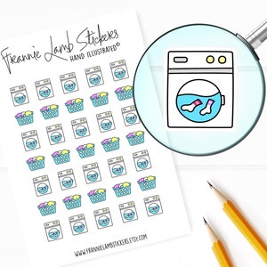 Pegatinas de lavandería (1/2" cada una), pegatinas de agenda, pegatinas de limpieza y tareas domésticas para calendarios, agendas, álbumes de recortes, manualidades y más