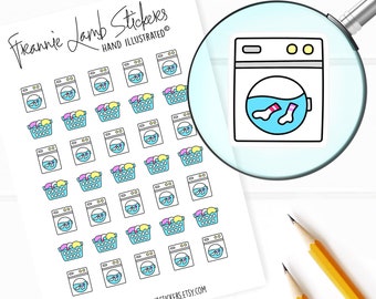 Wäsche Aufkleber (je 1,2 cm), Planer-Sticker, Reinigung und Haushalts-Sticker für Kalender, Planer, Scrapbooks, Bastelarbeiten und mehr