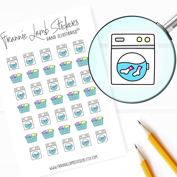 Laundry Stickers (1/2" each), Planner Stickers, Cleaning and Chore Stickers for Calendars, Planners, Scrapbooks, Crafts and more