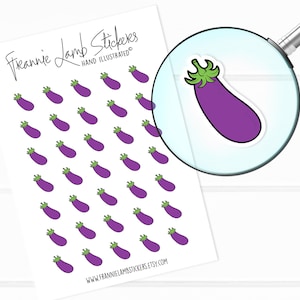 Adesivos de berinjela (1/2" cada), adesivos de planejador de vegetais, adesivos decorativos, adesivos de comida para calendários, planejadores, álbuns de recortes, artesanato
