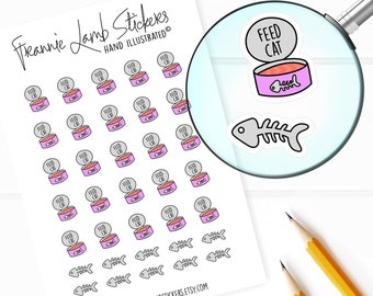 Cat Food Stickers (1/2" each), Cat Planner Stickers, Feed Cat Stickers, Pet Stickers for Calendars, Planners, Scrapbooks, Crafts and more