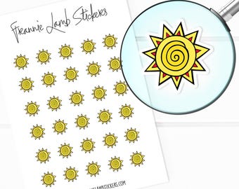 Sun Stickers (1/2" each), Planner Stickers, Weather Stickers for Planners, Calendars, Scrapbooks, Crafts and more