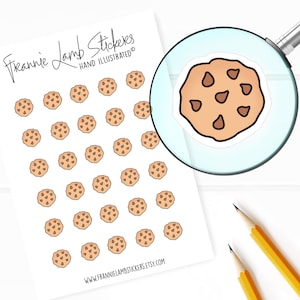 Chocolate Chip Cookie Stickers (1/2&quot; each), Planner Stickers, Food and Drink Stickers for Calendars, Planners, Scrapbooks, Crafts and more