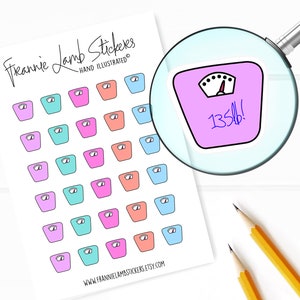 Scale Write-On Stickers (1/2&quot; each), Fitness and Exercise Stickers for Calendars, Planners, Scrapbooks, Crafts and more