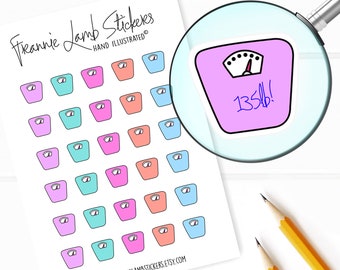 Scale Write-On Stickers (1/2" each), Fitness and Exercise Stickers for Planners, Calendars and more