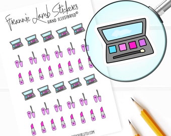 Makeup Stickers (1/2" each), Makeup Planner Stickers, Beauty and Makeup Stickers for Planners, Calendars and more