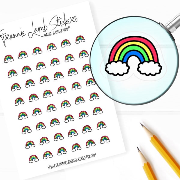 42 Clear Planner Stickers (1/2" each), Rainbow Planner Stickers, Rainbow Stickers for Planners and Calendars and more
