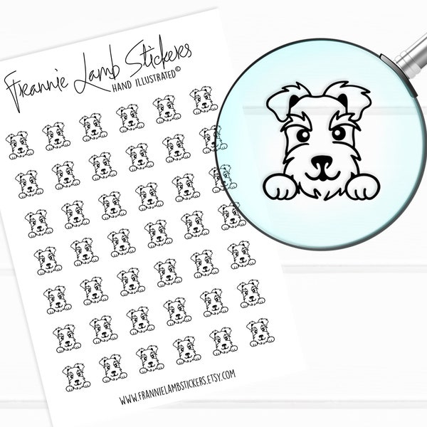 42 Clear Schnauzer Stickers (1/2" each), Pet and Dog Stickers for Planners, Calendars and more