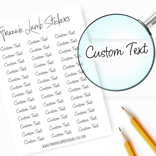 Custom Text Stickers, Custom Labels, Custom Word Stickers for Planner, Calendars and More, Color and Paper Options Available