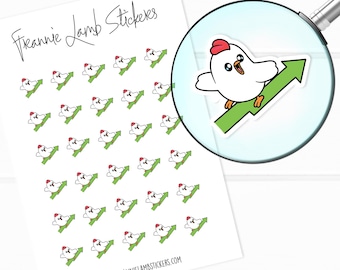 Stocks Up Chicken Stickers (1/2" each), Cute Character Stickers for Calendars, Planners, Scrapbooks, Crafts, and more