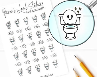 Toilet and Toilet Paper Stickers (1/2" each), Planner Stickers, Cleaning & Chore Stickers for Calendars, Planners, Scrapbooks, Crafts, etc.