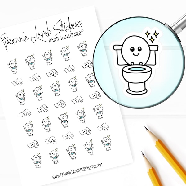 Toilet and Toilet Paper Stickers (1/2" each), Planner Stickers, Cleaning & Chore Stickers for Calendars, Planners, Scrapbooks, Crafts, etc.
