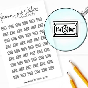 54 Clear Planner Stickers (1/2" each), Payday and Money Planner Stickers, Clear Matte Stickers for Planner and Calendars and more