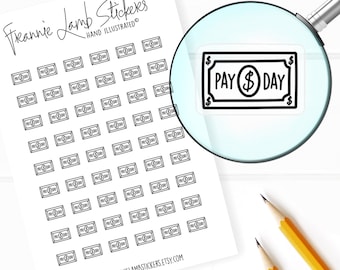 54 Clear Planner Stickers (1/2&quot; each), Payday and Money Planner Stickers, Clear Matte Stickers for Planner and Calendars and more