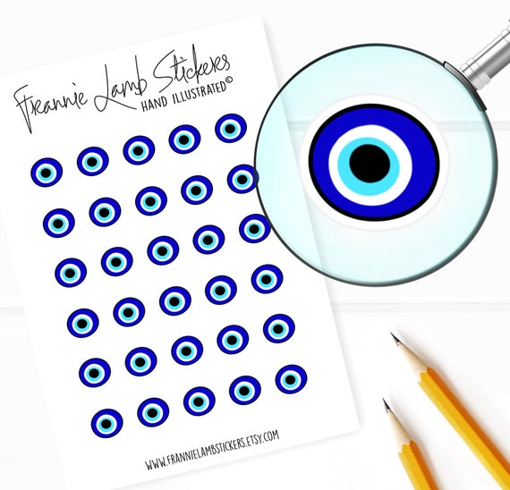 Evil Eye Stickers 1/2 Each, Planner Stickers, Good Luck Stickers