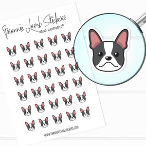 Französische Bulldogge Aufkleber (je 2,5 cm), Frenchie Aufkleber, süße Haustier Aufkleber für Kalender, Planer, Scrapbooks, Bastelarbeiten und mehr