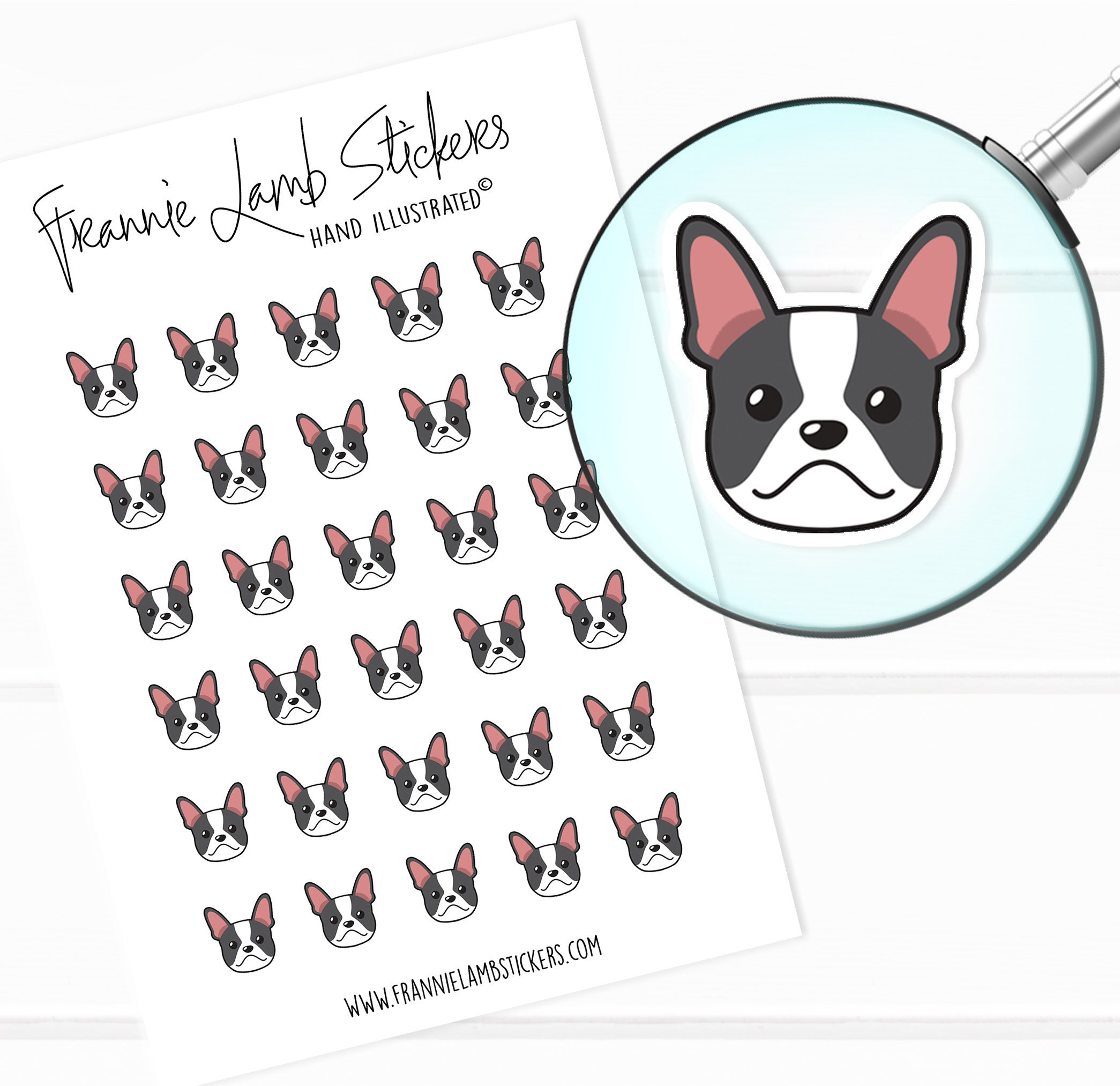 Aufkleber #80132 'Aholic Dog' – Französische Bulldogge, 2 Stück, Glänzendes Vinyl, Für Auto & Laptop