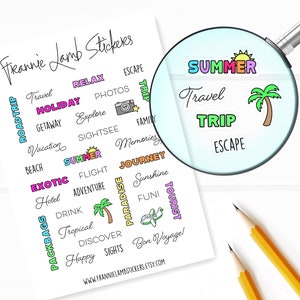 Vakantie Variety Planner Stickers, Helder of Wit Mat Sticker Papier, Reisstickers, Tekststickers, Kleine Stickers, Etiketten