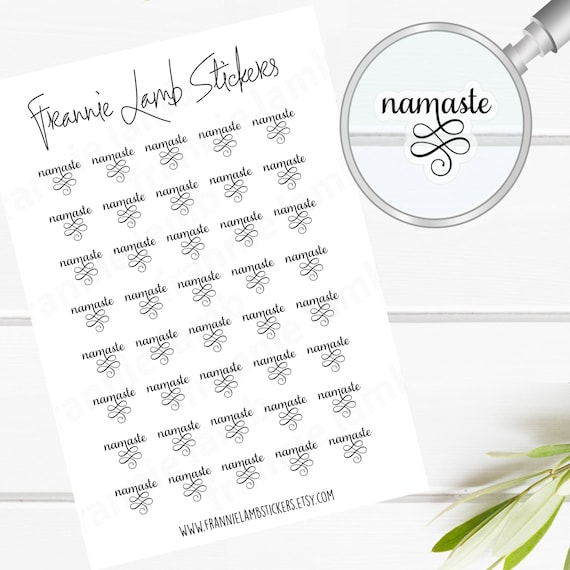 TINY Namaste Planner Stickers, Clear or White Matte Stickers, Text Stickers,  Yoga Stickers, Planner Stickers, Labels