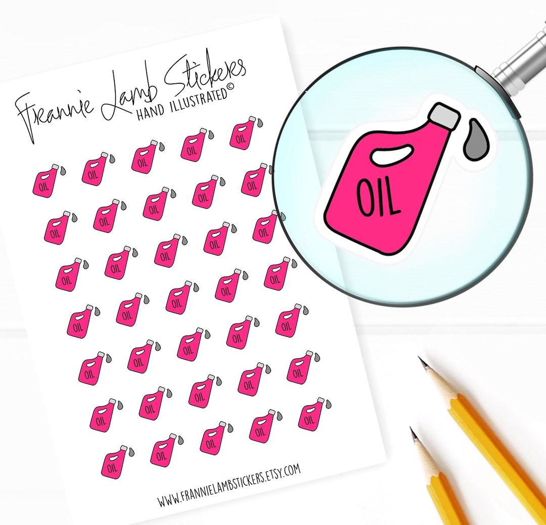 Oil Change Stickers 1/2 Each, Planner Stickers, Chore Stickers for