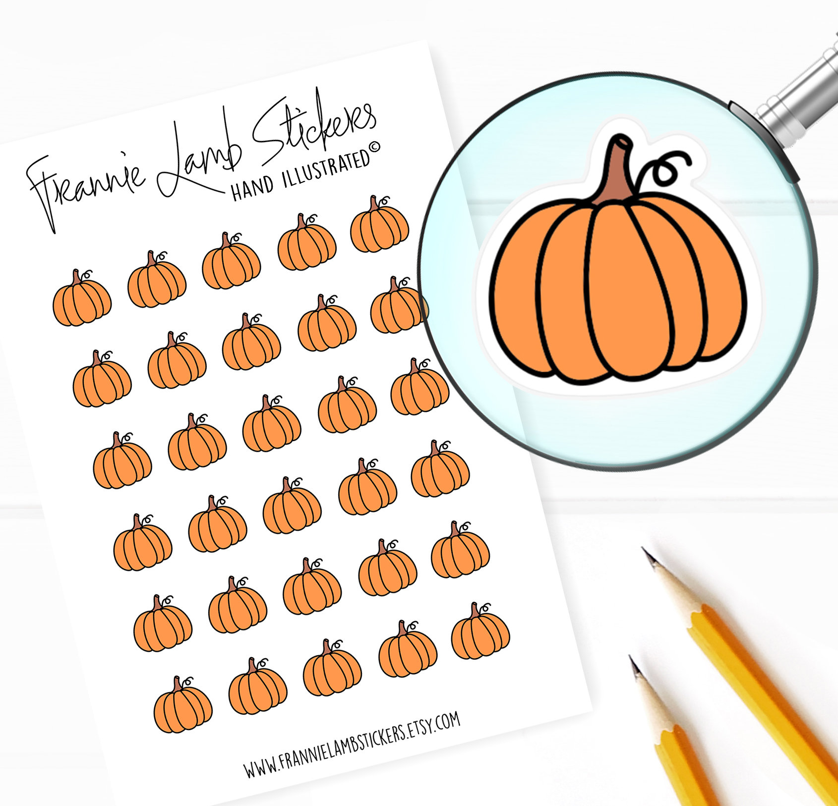 Pumpkin Stickers (1/2" each), Planner Stickers, Fall Stickers, Seasonal Stickers for Calendars, Planners, Scrapbooks, Crafts and more