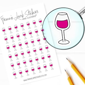 Adesivi per vino rosso (1/2" ciascuno), adesivi per pianificatore di alcol, adesivi per bevande per calendari, pianificatori, album di ritagli, artigianato e altro ancora