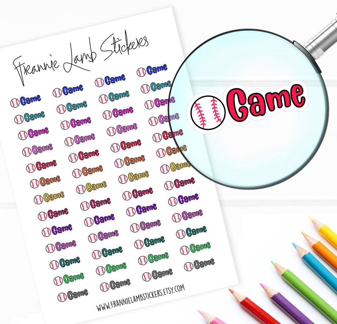 Baseball Game Planner Stickers, Sports Stickers, 52 Labels for Planners