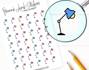42 Clear Planner Stickers (1/2" each), Lamp Stickers, School and Office Stickers for Planners and Calendars and more