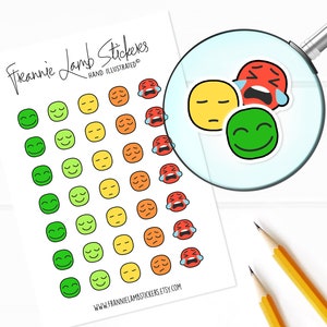 Pegatinas de Emoji (1/2" cada una), pegatinas de planificador de emoji de comportamiento, pegatinas de escuela y profesores para calendarios, planificadores, álbumes de recortes, manualidades y más