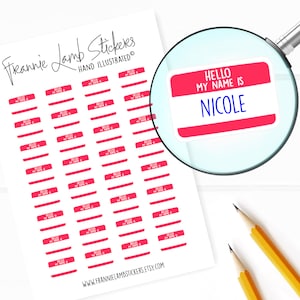 Stickers Bonjour je m'appelle (1/2 po. chacun), autocollants pour agenda, autocollants porte-nom pour calendriers, agendas et plus