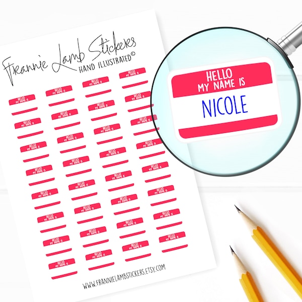 Hello My Name Is Stickers (1/2" each), Planner Stickers, Name Tag Stickers for Calendars, Planners and more