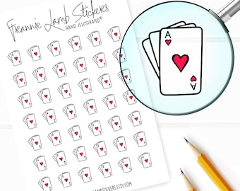 42 Clear Planner Stickers (1/2" each), Playing Card Planner Stickers, Game Stickers for Planners and Calendars, Icon Stickers and more