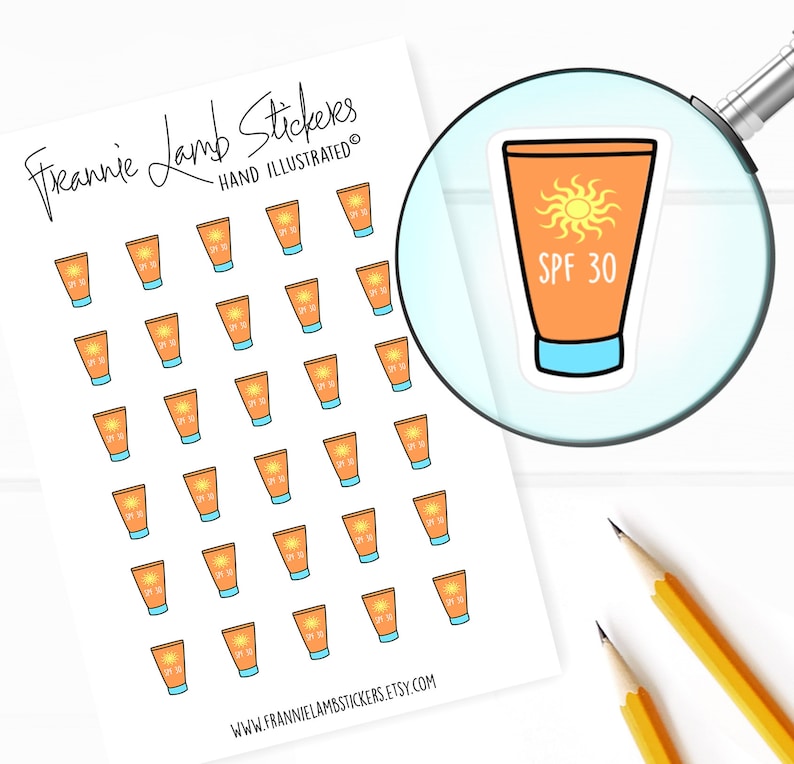 Sunscreen Stickers for Planners and Calendars Beauty and Skin Etsy