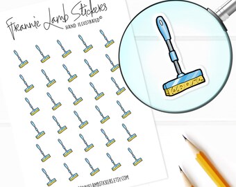 Wischaufkleber (je 1,2 cm), Wischmopp-Sticker, Kehr- und Haushaltsaufkleber für Planer, Scrapbooks, Kalender, Basteln, etc.
