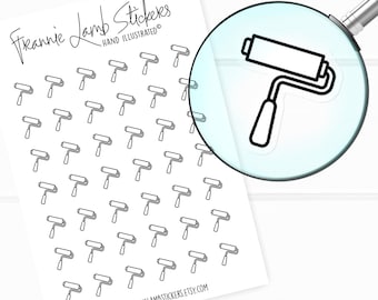 42 Clear Planner Stickers (1/2" each), Paint Roller Planner Stickers, Art Stickers, Clear Matte Stickers for Planner and Calendars and more