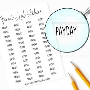 Payday Planner Stickers, 52 Labels for Planners, Calendars and More, Color and Paper Options Available