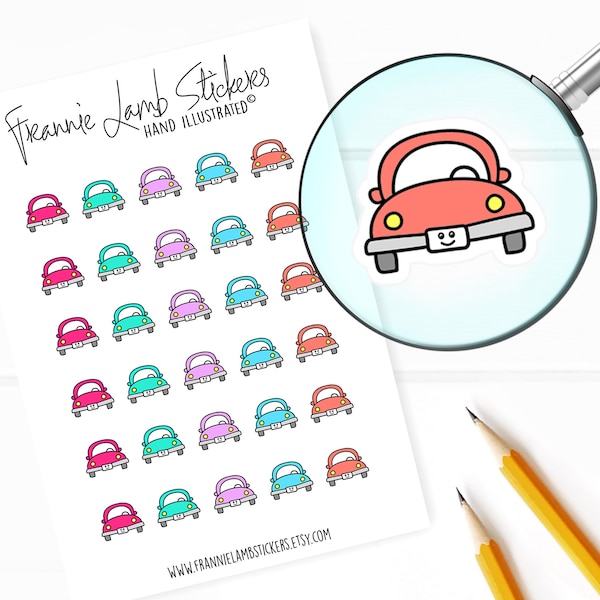 Stickers voiture (1/2 po. chacun), autocollants pour agenda, autocollants voiture pour calendriers, agendas, albums de coupures, travaux manuels et plus