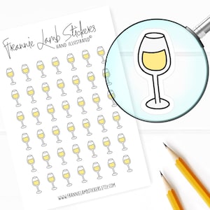 Witte wijnstickers (elk 1/2"), alcoholplannerstickers, drankstickers voor kalenders, planners, plakboeken, ambachten en meer