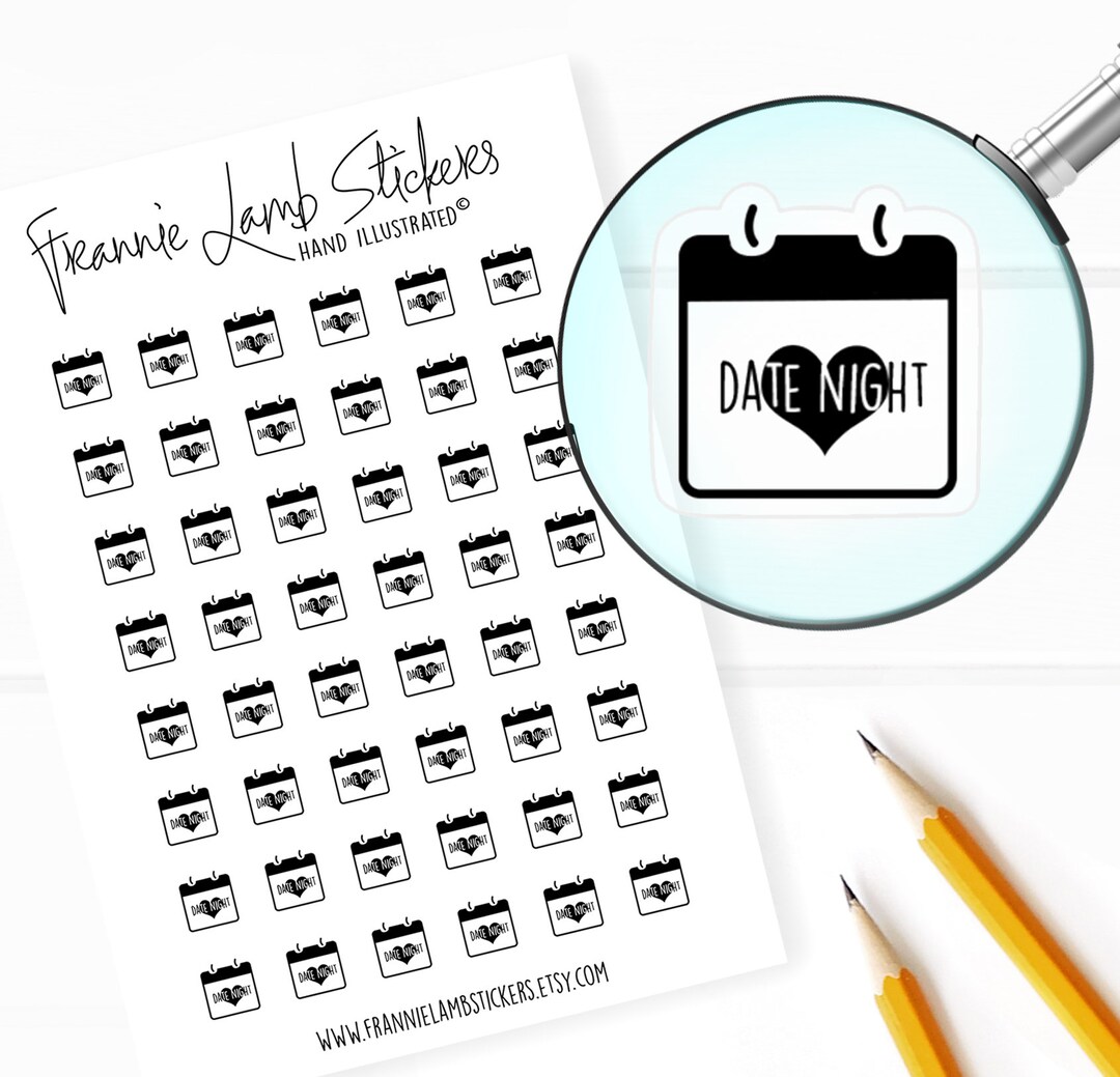42 Clear Planner Stickers (1/2" Each), Date Night Stickers, Date ...