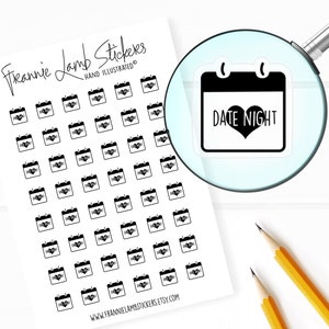 42 adesivos transparentes de planejador (1/2 "cada), adesivos para data noturna, adesivos de lembrete de data para planejadores e calendários e muito mais