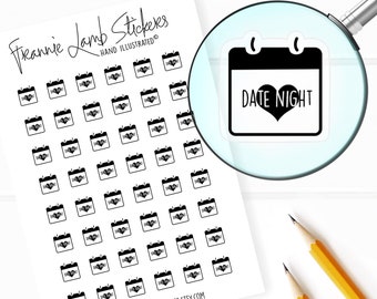 42 Clear Planner Stickers (1/2" each), Date Night Stickers, Date Reminder Stickers for Planners and Calendars and more