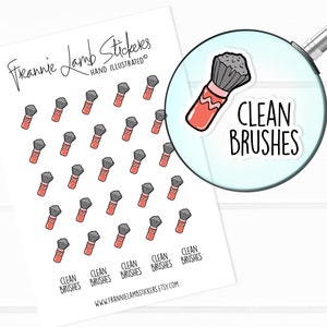 Stickers pinceaux de maquillage propres (1/2 po. chacun), stickers cosmétiques, stickers maquillage et beauté pour calendriers, agendas, albums de coupures, travaux manuels, etc.