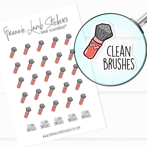 Clean Makeup Brushes Stickers (1/2" each), Cosmetic Stickers, Beauty & Makeup Stickers for Calendars, Planners, Scrapbooks, Crafts and more